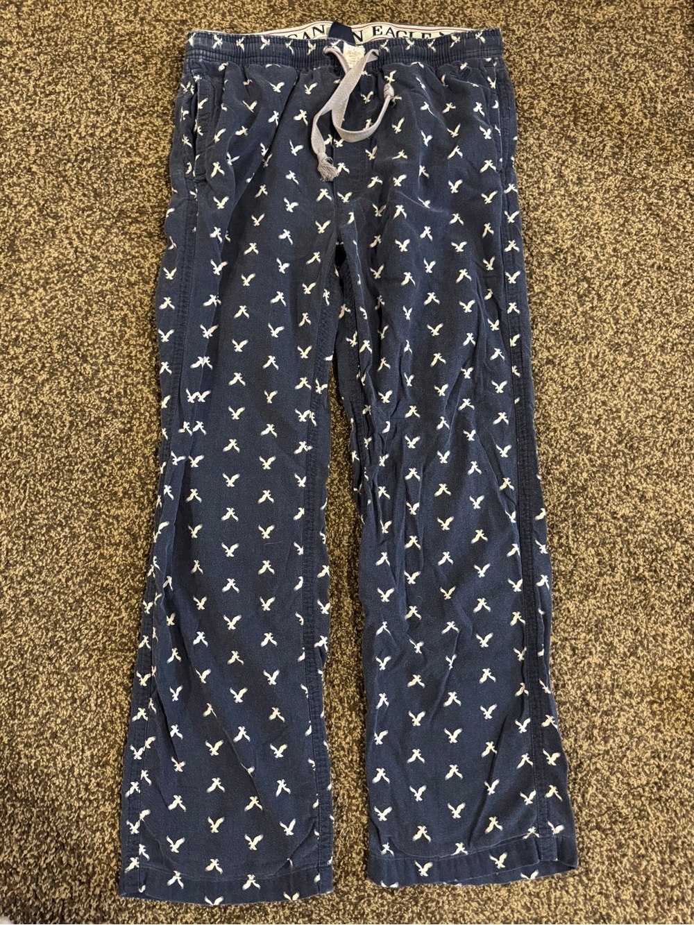 American Eagle Heritage “Bird Logo” patterned Blue Pajama Pants—Large Tall